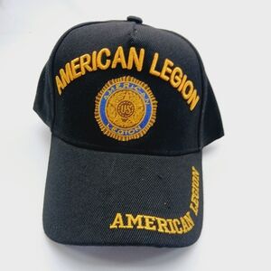 Black American Legion Cap with Gold Embroidery